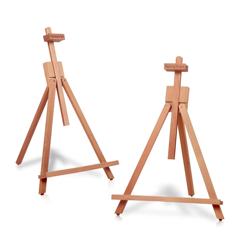 Falling in Art Beechwood 25â€™â€™ Tabletop Easel Display Stand Set for Painting- Holding Canvas Up to 22 1/2 Inches High, 2 Pack Artist A-Frame Tripod with Rubber Feet, Portable Photo and Sign Holder - Image 1